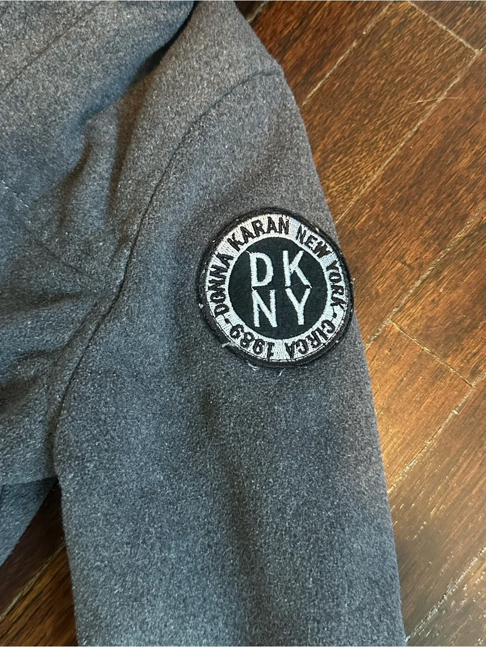 DKNY Toddler Boys' Gray Wool-Blend Pea Coat Hooded Jacket Size 24M